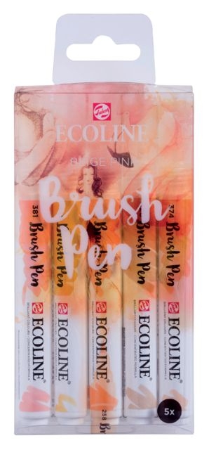 Brushpen Talens Ecoline set à 5 stuks beige roze