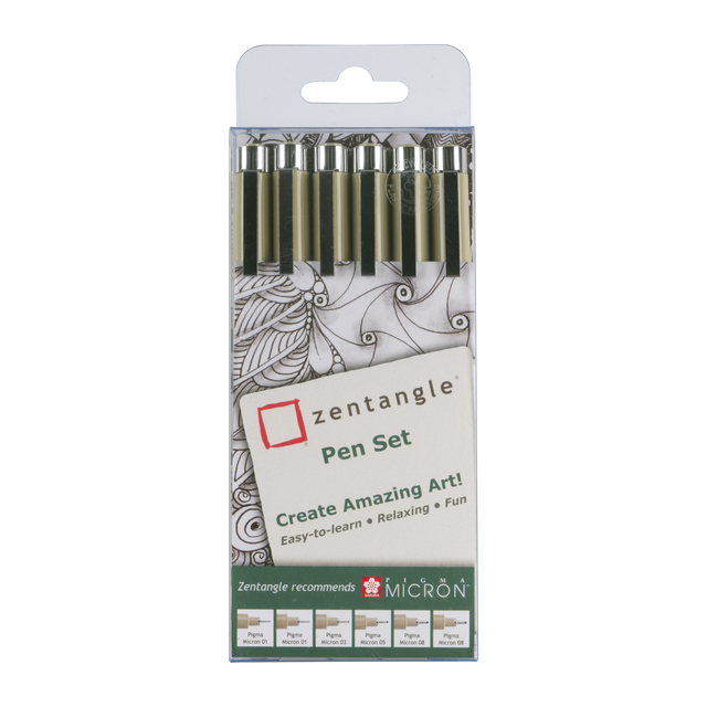 Tekenset Sakura Zentangle set à 6 pennen zwart