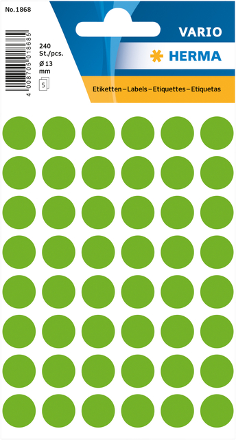 Etiket HERMA 1868 rond 12mm fluor groen 240 stuks