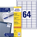 Etiket Avery 3667 48.5x16.9mm wit 6400 stuks