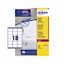 Etiket Avery L7161-100 63.5x46.6mm wit 1800 stuks