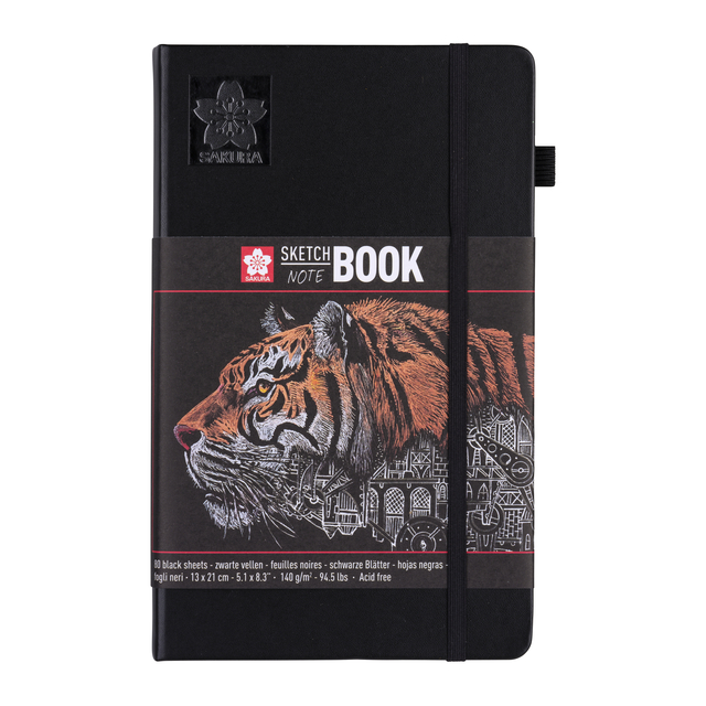 Schetsboek Sakura 80 zwarte vellen 140gr 130x210mm zwart