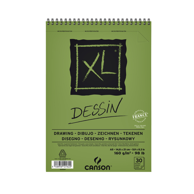 Tekenpapier Canson XL Drawing 30vel 160gr A5 wit