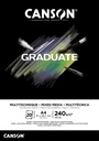 Mixed mediapapier Canson Graduate Mixed Media 20vel 240gr A4 zwart