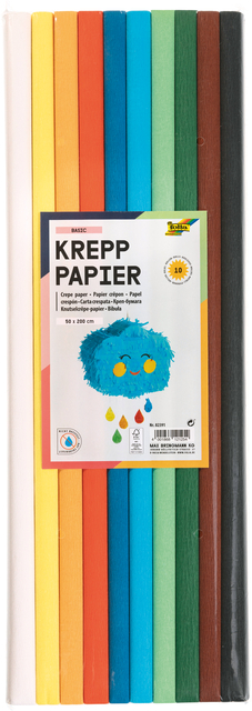 Crêpepapier Folia 50x200cm 10 rollen basiskleuren