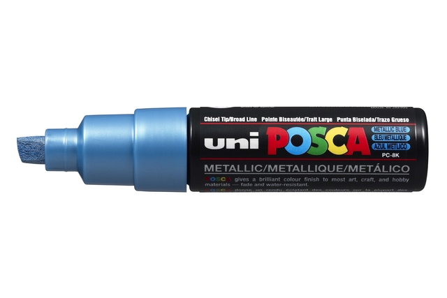 Paintmarker Uni POSCA PC8K breed schuin metallic blauw