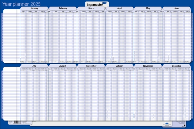 Projectplanner 2027 Legamaster 90x60cm horizontaal gelamineerd Engelstalig
