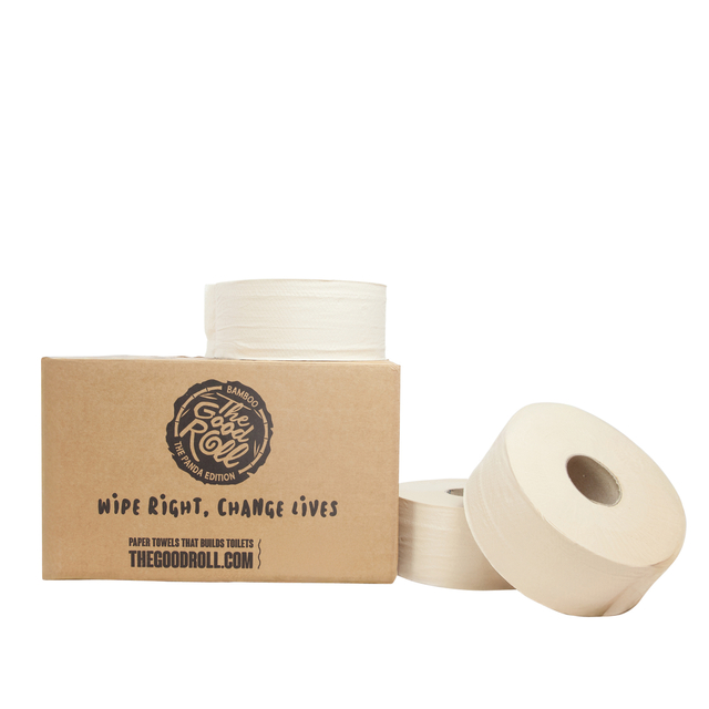 Toiletpapier The Good Roll jumbo klein bamboe 2-laags 18x180m naturel