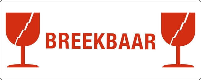 Waarschuwingsetiket IEZZY glas breekbaar 150mmx60mm 500 stuks