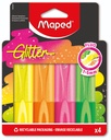 Markeerstift Maped Glitter set à 4 fluoriserende kleuren