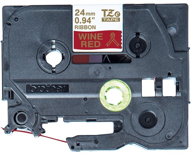 Labeltape Brother P-touch TZe-RW54 24mm goud op wijnrood