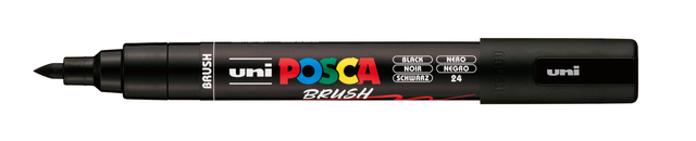 Paintmarker Uni POSCA PC-5BR brushpunt medium zwart