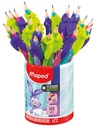 Grafietpotlood Maped Kidy Learn met gum en vingerhulp pot à 22 stuks assorti