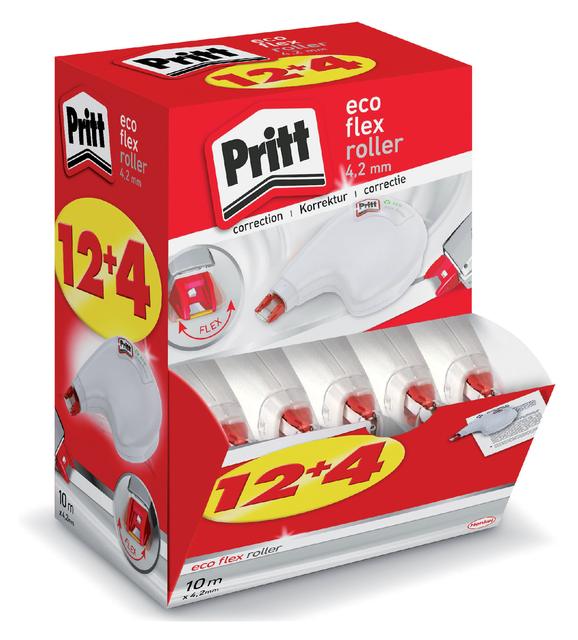 Correctietape Pritt ECO Flex 4.2mmx10m promo pack à 12+4 gratis