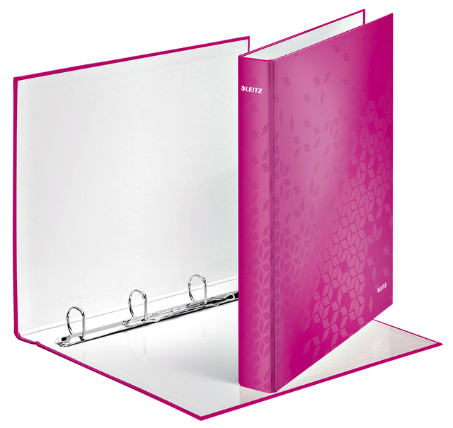 Ringband Leitz WOW A4 maxi 4-rings D-mechaniek 40mm roze