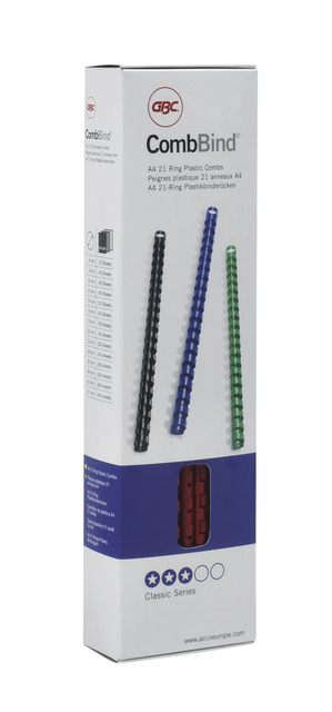 Bindrug GBC 25mm 21rings A4 wit 50 stuks
