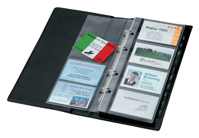 Visitekaartringband Sigel VZ300 200 kaarten 90x58mm kunststof zwart