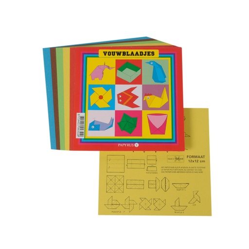 [141900] Vouwblaadjes vierkant 12x12cm 65gram assorti 90 vel