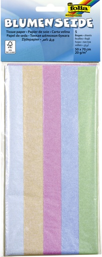 [141920] Zijdevloeipapier Folia 50x70cm 20gr iriserend assorti 5 vel