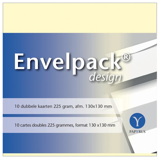 [170216] Dubbele kaart Papyrus Envelpack Design vierkant 130x130mm ivoor 894460 set van 10