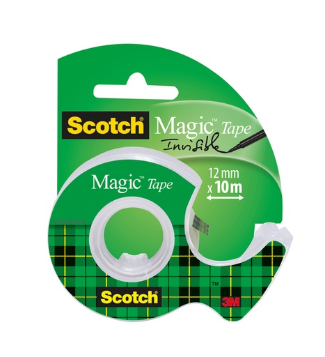 [801120] Plakband Scotch Magic 810 12mmx10m onzichtbaar  + plakbandhouder