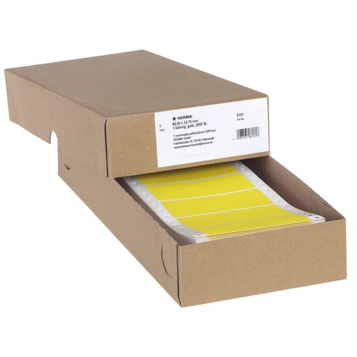 [817084] Etiket HERMA 8181 88.9x35.7mm 1-baans geel 2000 stuks