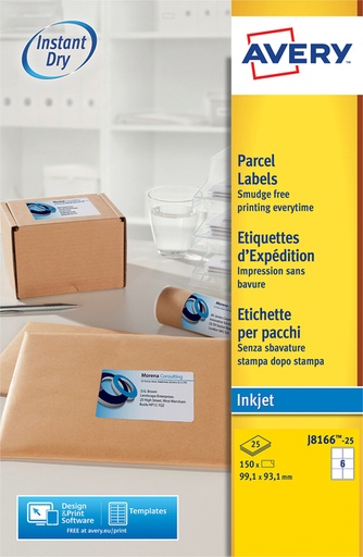 [817706] Etiket Avery J8166-25 99.1x93.1mm wit 150 stuks