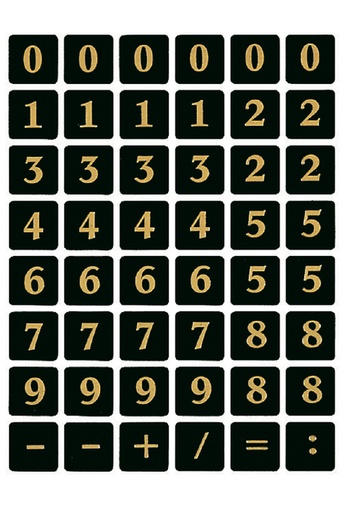 [818050] Etiket HERMA 4131 13x13mm getallen 0-9 zwart op goud