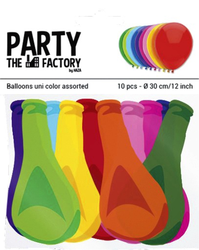 [875147] Ballon Haza uni 30cm 10 stuks assorti