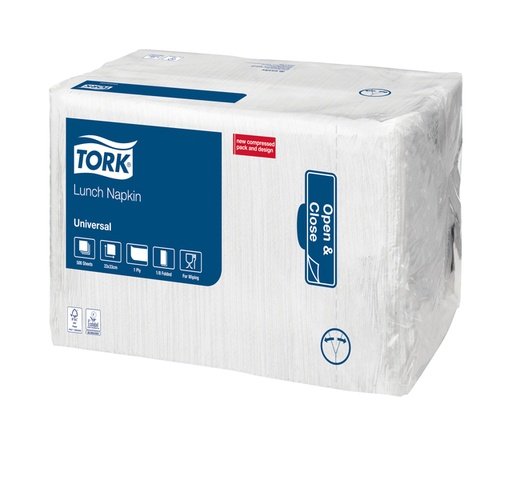 [892169] Lunchservet Tork Universal 1/8 vouw 1-laags 325x325mm 500 vel wit 509308