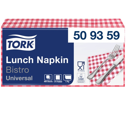 [892250] Lunchservet Tork Universal 1/4 vouw 1-laags 328x325mm 400 vel bistro 509359