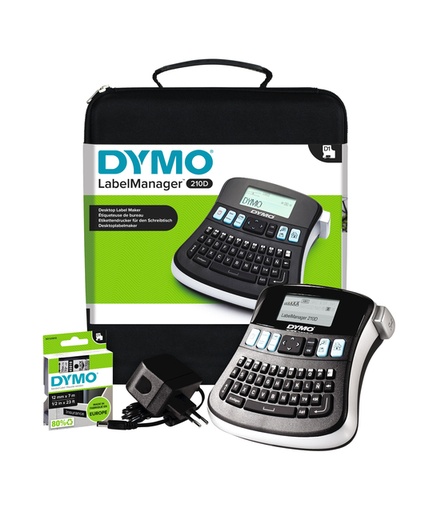 [930107] Labelprinter Dymo LabelManager 210D+ draagbaar qwerty 12mm zwart in koffer