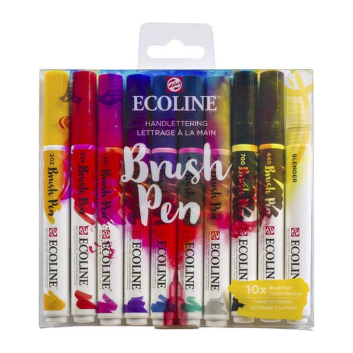 [1000112] Brushpen Talens Ecoline set à 10 stuks handlettering