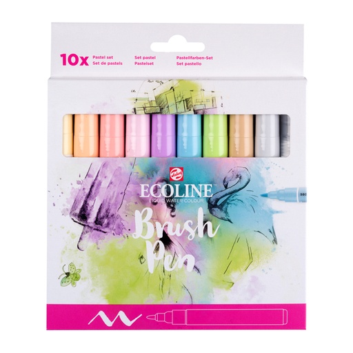 [1000114] Brushpen Talens Ecoline set à 10 stuks pastel