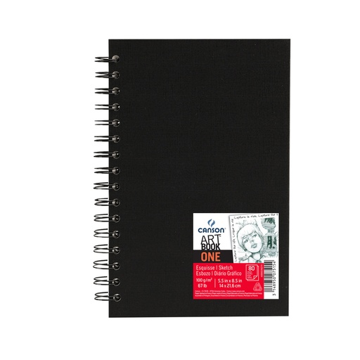 [1386457] Schetsboek Canson Art Book One spiraalgebonden 80vel 100gr 140x216mm wit