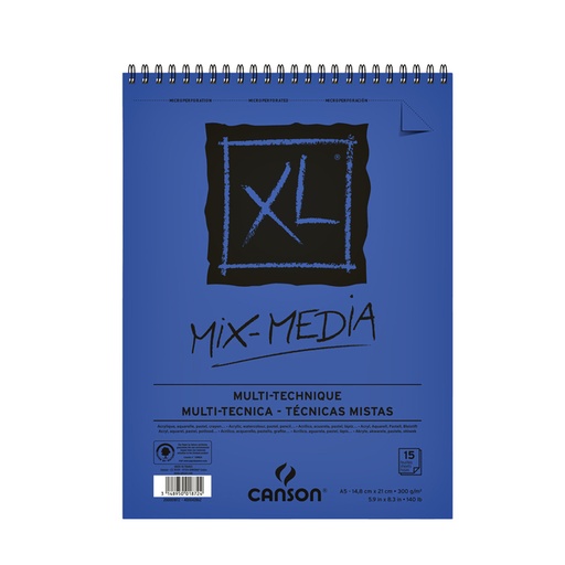 [1386461] Mixed mediapapier Canson XL Textured Mixed Media 15vel 300gr A5 wit