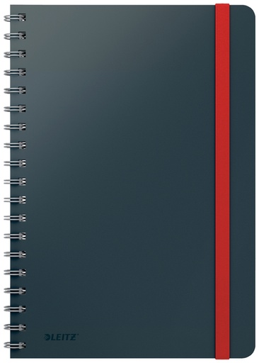 [1397879] Notitieboek Leitz Cosy B5 160 blz spiraal lijn grijs