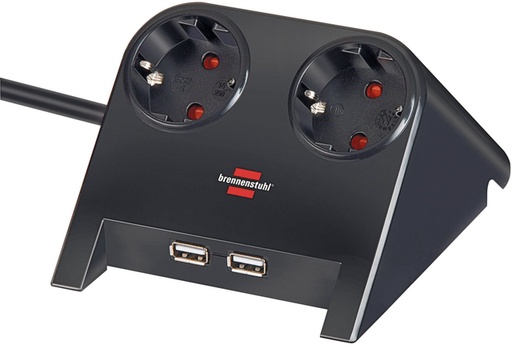 [1398790] Stekkerdoos Brennenstuhl  bureau 2vdig incl 2 USB 1.8m zwart