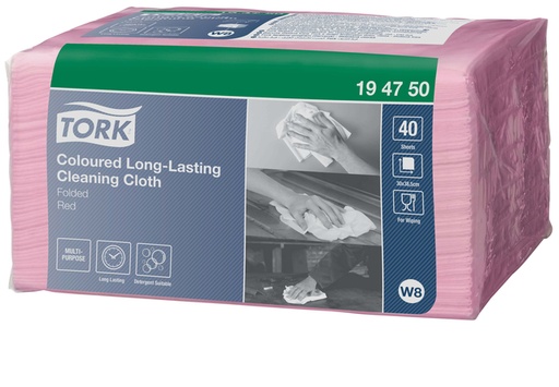 [1399849] Reinigingsdoek Tork W8 Premium 1-laags 40 vel rood 194750