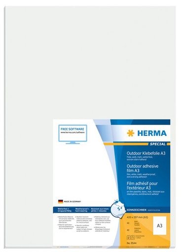 [1406736] Etiket HERMA 9544 297x420mm weerbestendig wit 40 stuks
