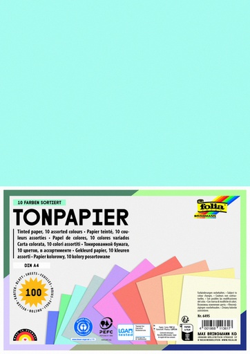 [1407610] Knutselpapier Folia A4 100vel 10 pastelkleuren