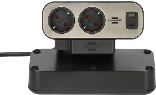 [1423712] Stekkerdoos Brennenstuhl bureau Estilo 10vdig incl 1 USB C, 1 USB A, 2m zi/zw