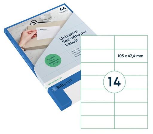 [1424686] Etiket Rillprint 105x42.4mm mat transparant  350 stuks