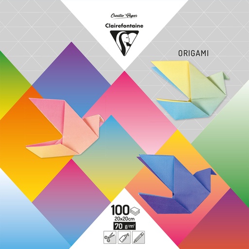 [1430829] Origami Clairefontaine Gradient 20x20cm set à 100 vel 80gram assorti