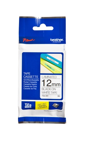 [930971] Labeltape Brother P-touch TZe-231 standaard 12mm zwart op wit