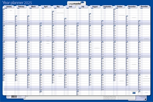 [900985] Jaarplanner 2027 Legamaster 1 persoon 90x60cm horizontaal gelamineerd Engelstalig