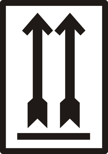 [1436119] Waarschuwingsetiket IEZZY pijl omhoog 70x100mm 500 stuks