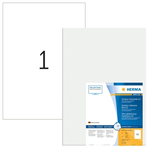 [1436339] Etiket HERMA 9542 A3 297x420mm weerbestendig rekbaar wit 10 stuks