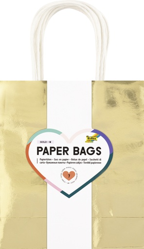 [1435697] Cadeautas Folia goud kraft 18x21x8cm 7 stuks