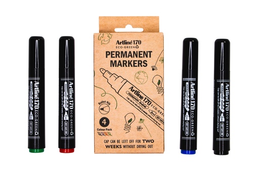 [1438849] Permanent marker Artline 170 Dry Safe Eco rond medium ass 4 stuks